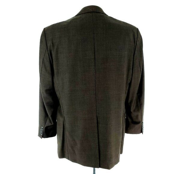 Damaged Lauren Ralph Lauren Wool 2 Button Blazer 42R Brown Glen Plaid Blue Windo - Picture 7 of 12